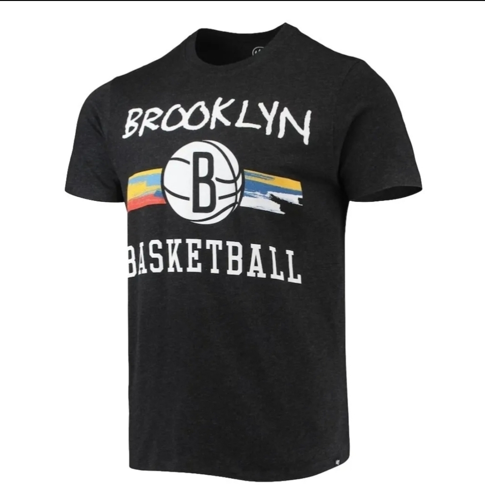 Brooklyn Nets '47 City Edition Club Black T-Shirt NBA Basketball Men Large & XL